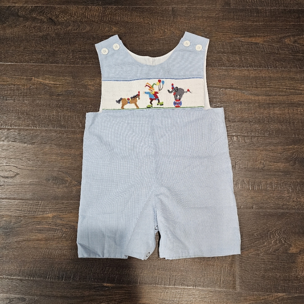 Boys 12M Mom & Me Smocked "State Fair or Carnival" Short Rompers